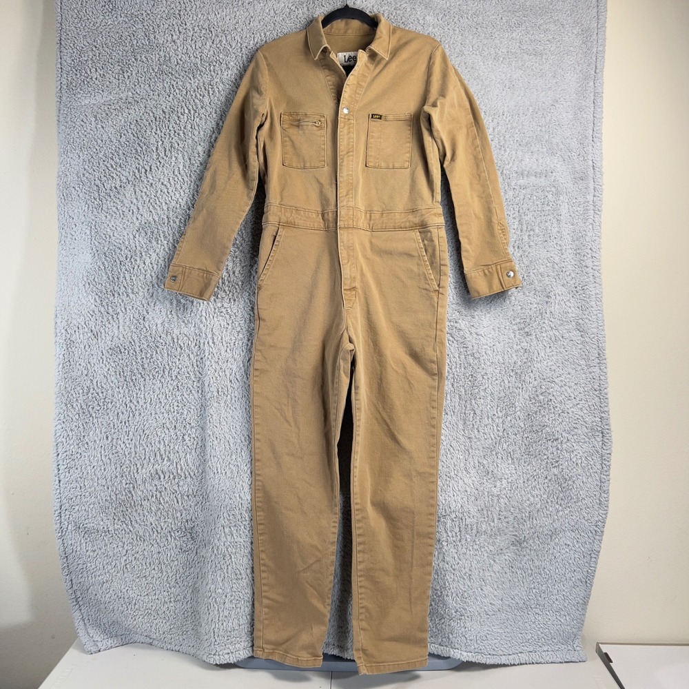 Lee Union Alls Coveralls Jumpsuit Womens Small Tan Long Sleeve Workwear Chore